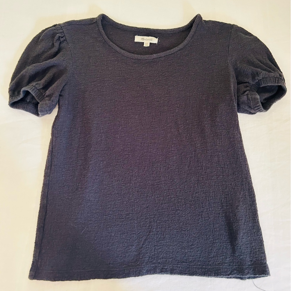 Madewell Black Puff Sleeve Crewneck Tee